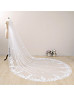 White Vintage Flowery Lace Wedding Veil Cathedral Length Veil